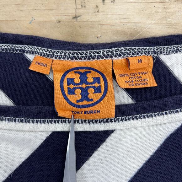 Tory Burch Womens Size M Noisetta Diagonal Stripe Stretch Dress Round Neck - Picture 13 of 16